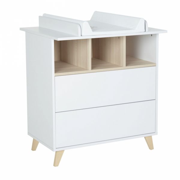 Commode 2 tiroirs 3 niches Loft White