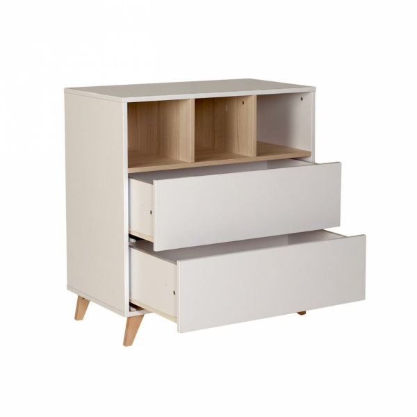 Commode 2 tiroirs 3 niches Loft White