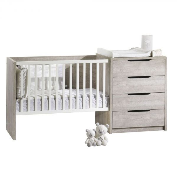 Lit évolutif bébé combiné 60x120 cm en 90x190 cm Loft Bois