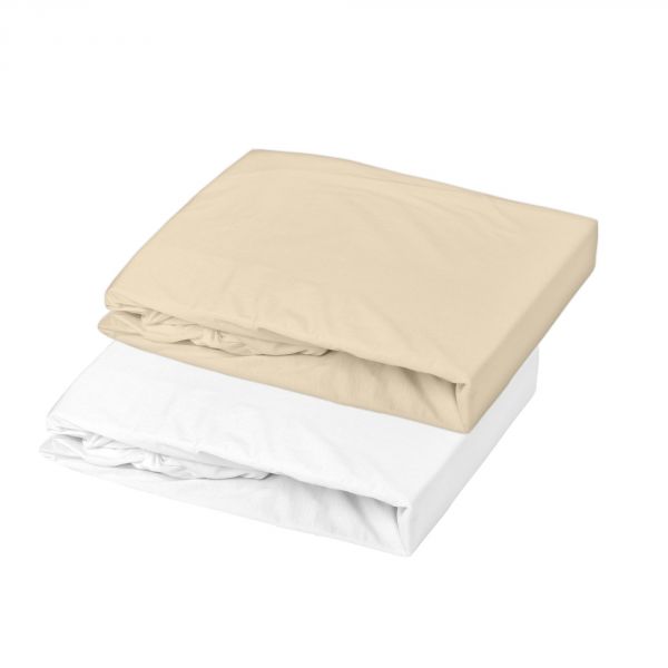 Lot 2 draps-housses jersey 60x120 cm Blanc / Cailloux