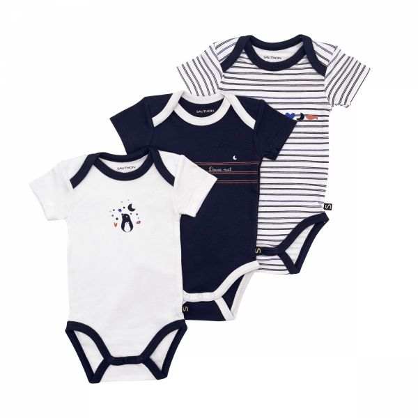 Lot de 3 bodies manches courtes 3 mois Baby sailor