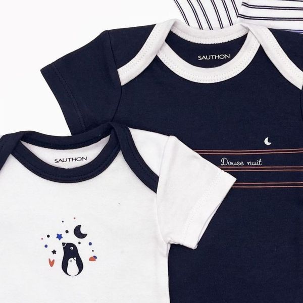 Lot de 3 bodies manches courtes 3 mois Baby sailor