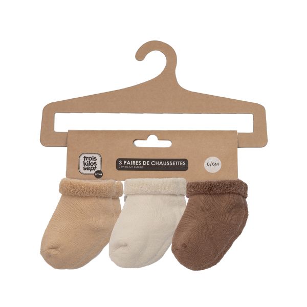 Lot de 3 paires de chaussettes bébé 0/6 mois brun