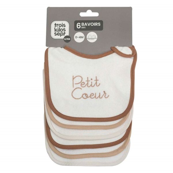 Lot de 6 bavoirs 1er âge naissance Brode