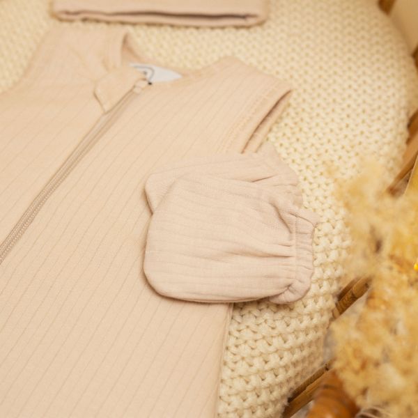 Lot bonnet et moufles Sable