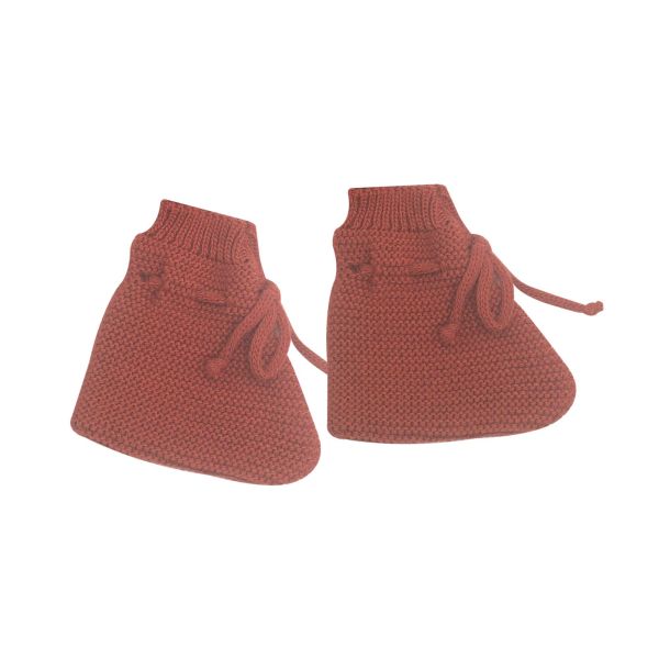 Ensemble naissance bébé brassière, bonnet et chausson - Terracotta