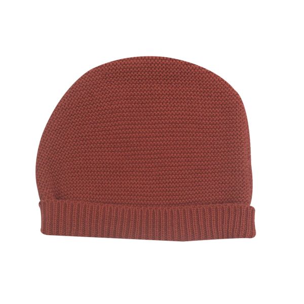 Ensemble naissance bébé brassière, bonnet et chausson - Terracotta