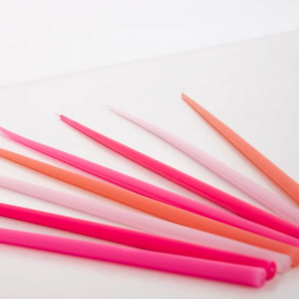 Lot de 12 chandelles Rose