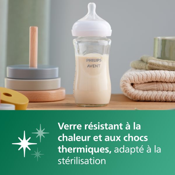 Lot de 2 biberons Natural response verre 240 ml