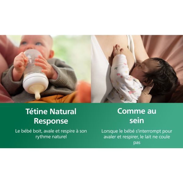 Lot de 2 biberons Natural response verre 240 ml