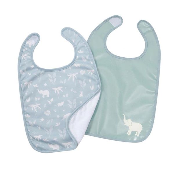 Lot de 2 bavoirs bi-matières - Green Tropic