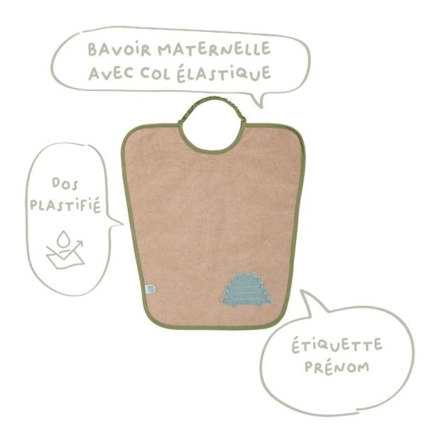Lot de 2 bavoirs Maternelle Maternelle + dinosaure