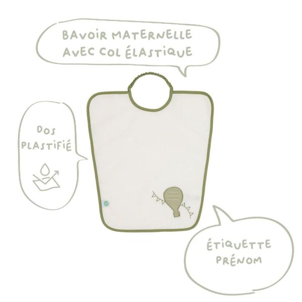 Lot de 2 bavoirs Maternelle Montgolfière + nuage