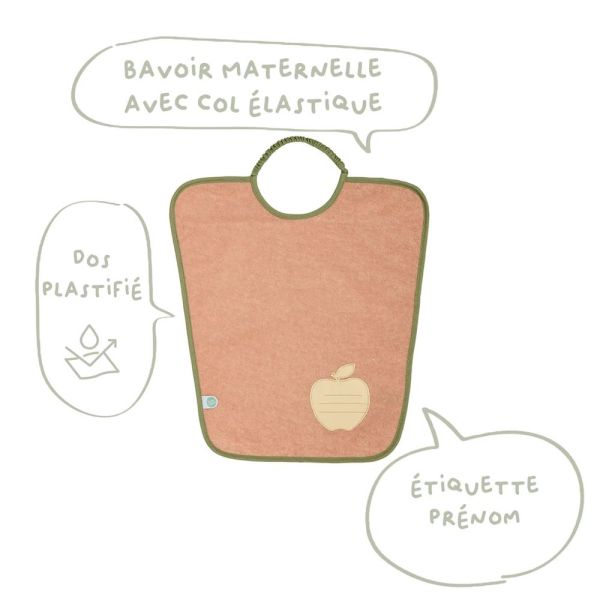 Lot de 2 bavoirs Maternelle Poire + pomme