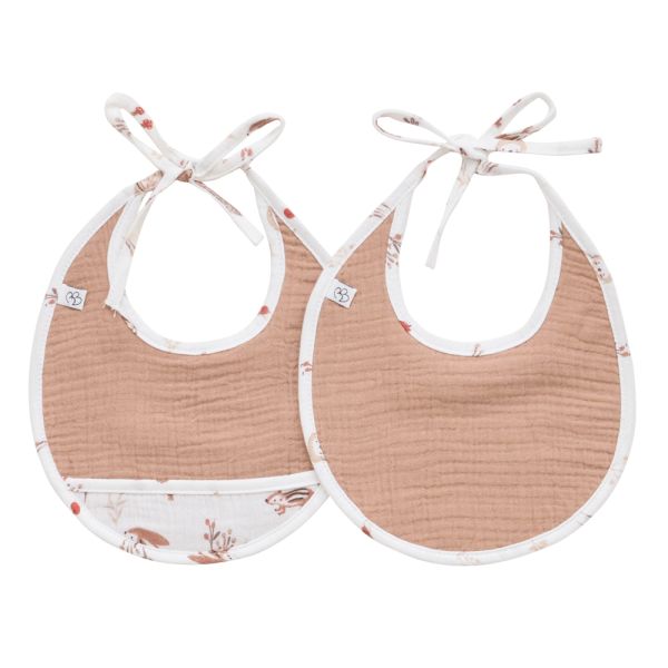 Lot de 2 bavoirs gaze de coton - Cosy Forest