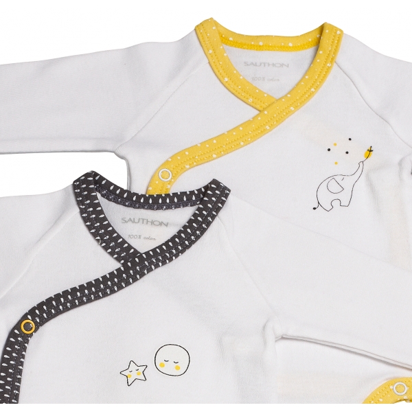 Lot de 2 bodies gris/jaune 1 mois Babyfan