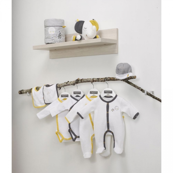 Lot de 2 bodies gris/jaune naissance Babyfan