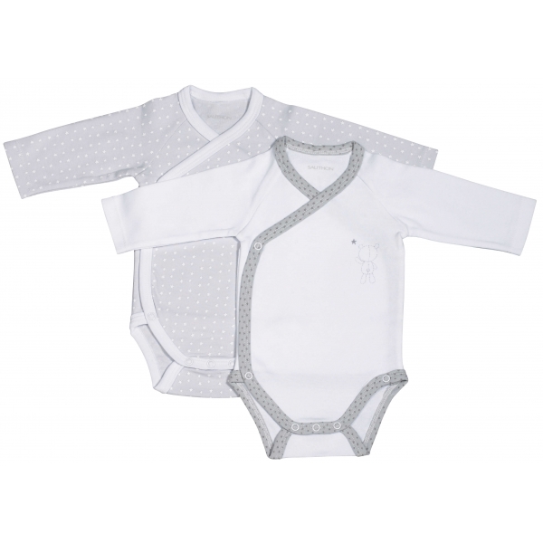 Lot de 2 bodies blanc/gris naissance Céleste