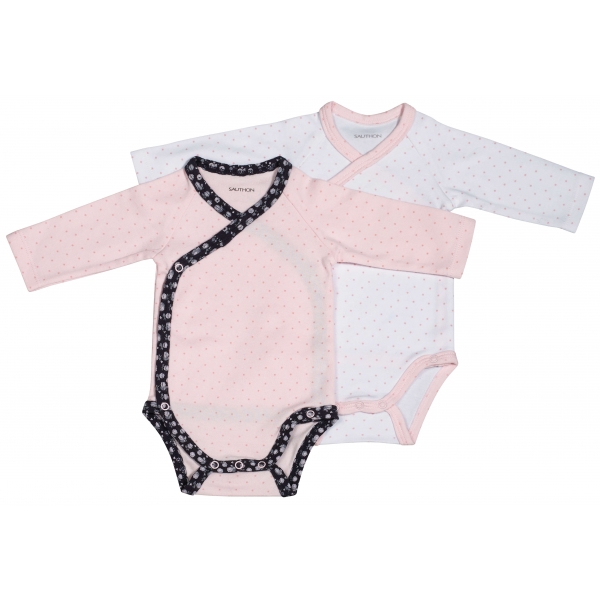 Lot de 2 bodies blanc/rose 1 mois Miss Fleur de Lune