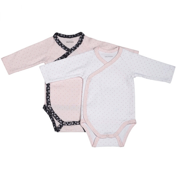 Lot de 2 bodies blanc/rose 3 mois Miss Fleur de Lune