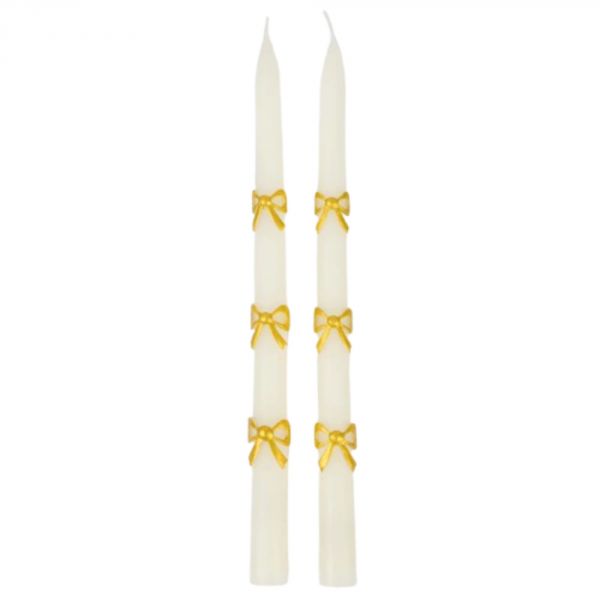 Lot de 2 bougies coniques Nœuds dorés