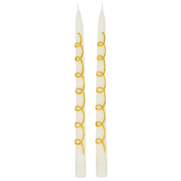 Lot de 2 bougies coniques Tourbillons dorés