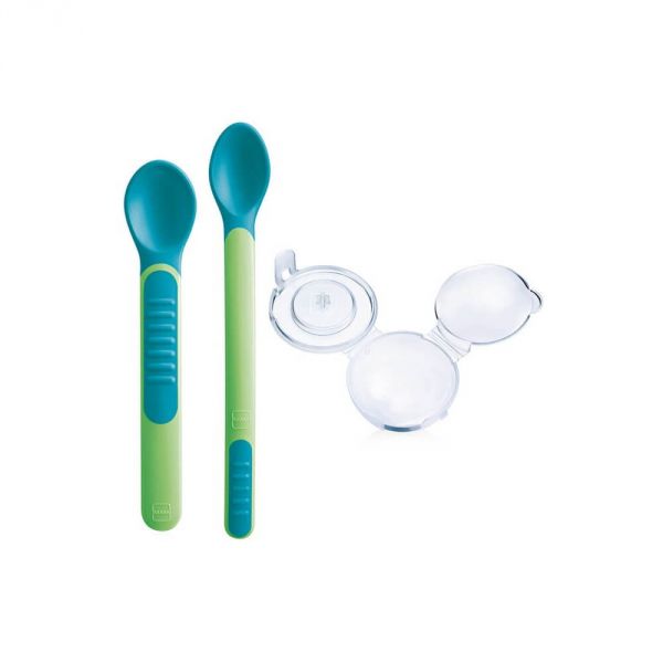 Lot de 2 cuillères thermosensibles vert