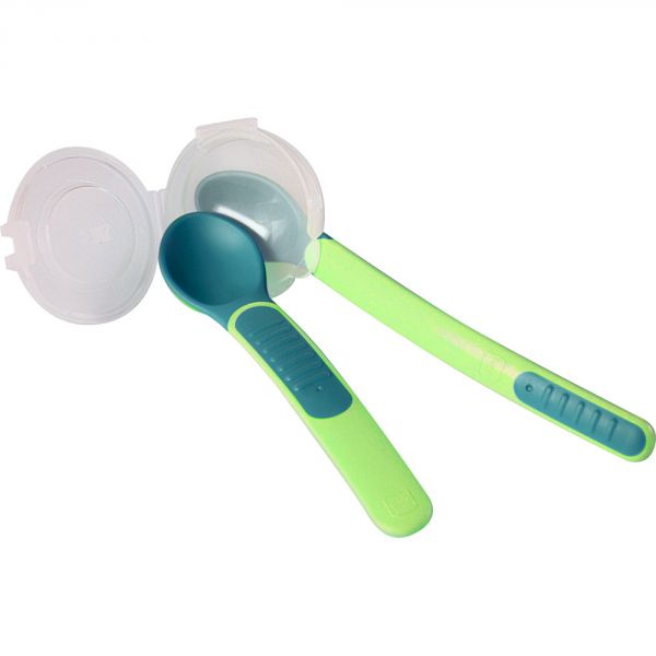 Lot de 2 cuillères thermosensibles vert