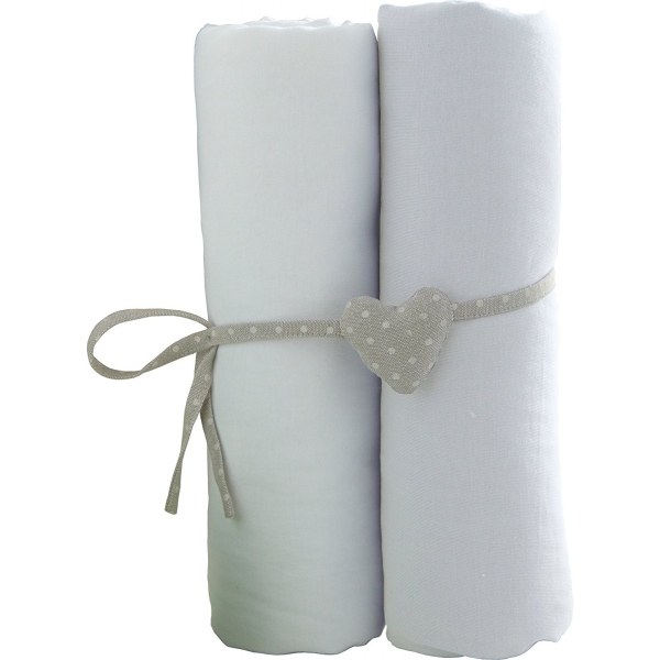 Lot de 2 draps housse 60x120 cm Blanc