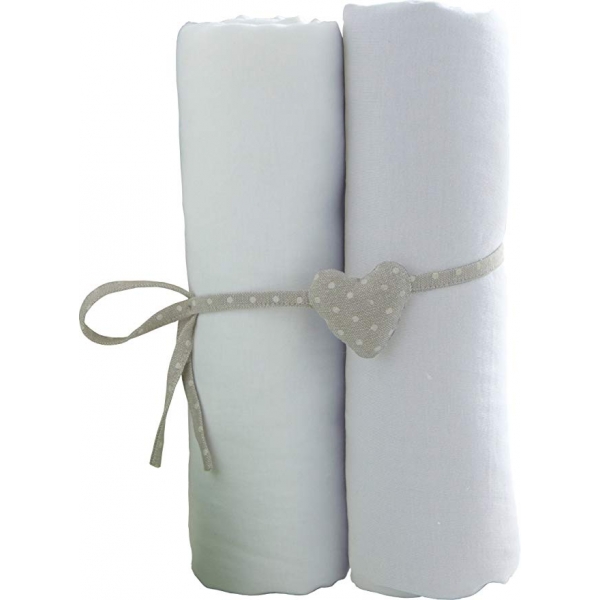 Lot de 2 draps housse 70x140 cm Blanc