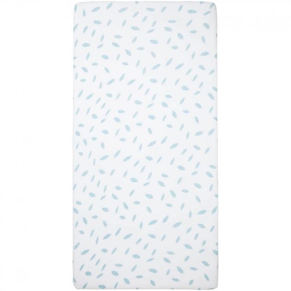 Lot de 2 draps housse 60x120 cm - Plumes bleues