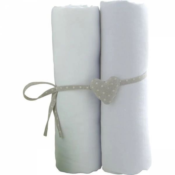 Lot de 2 Draps housse jersey bio 70x140 cm - Blanc