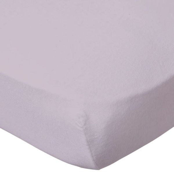 Lot de 2 Draps housse jersey bio Lilas - Blanc
