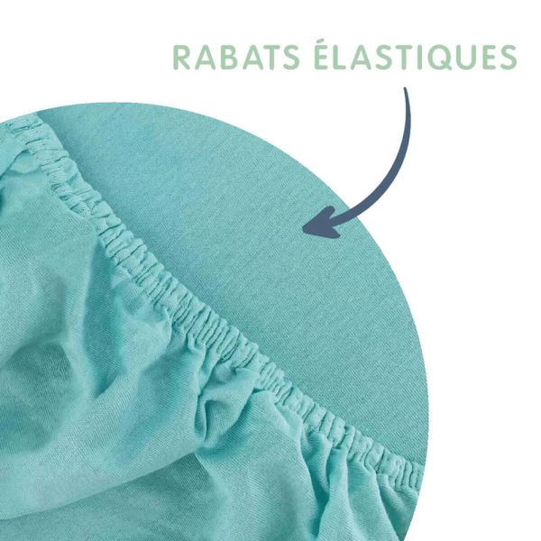 Lot de 2 Draps housse jersey bio Lilas - Blanc