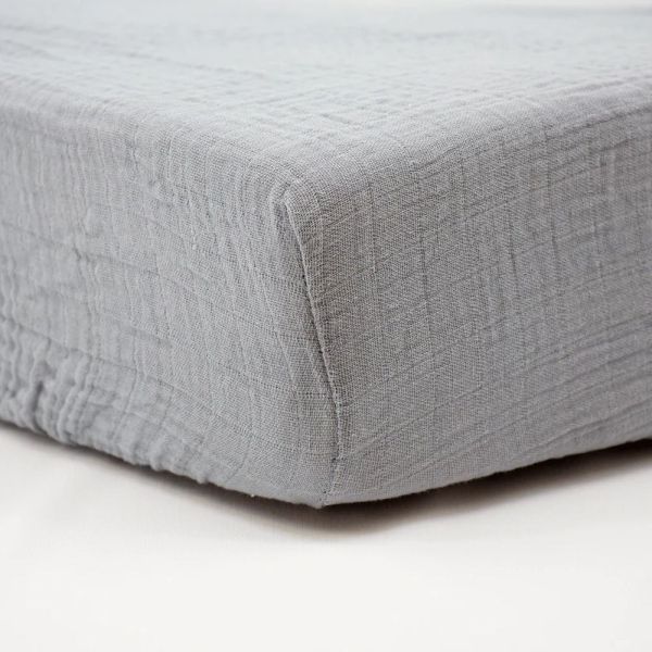 Lot de 2 Draps housse Double gaze 60 x 120 cm - Ecru / Gris