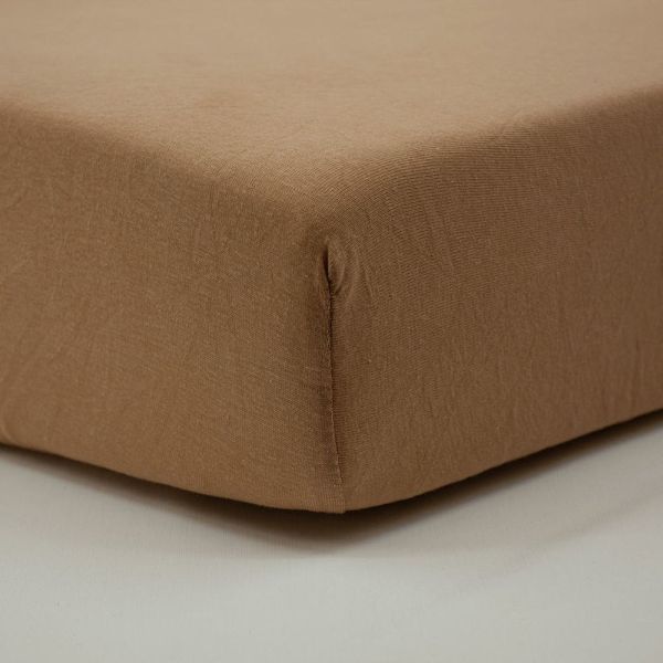 Lot de 2 Draps housse jersey bio 60 x 120  cm - Ecru / Noix de pécan