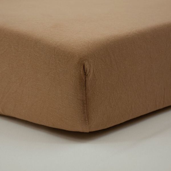 Lot de 2 Draps housse jersey bio 70 x 140 cm - Ecru / Noix de pécan