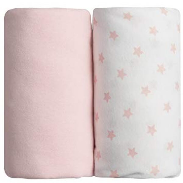 Lot de 2 draps housse 70x140 cm Rose et étoiles rose - Made in Bébé