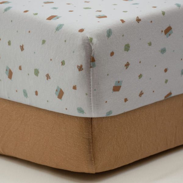 Lot de 2 Draps housse jersey bio Maison - Pécan