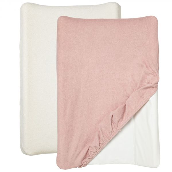 Lot de 2 housses matelas à langer 50 x 70 cm Blanc - Rose