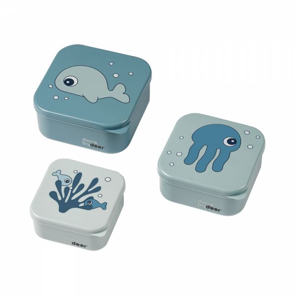 Lot de 3 boîtes à goûter gigognes Sea friends Bleu