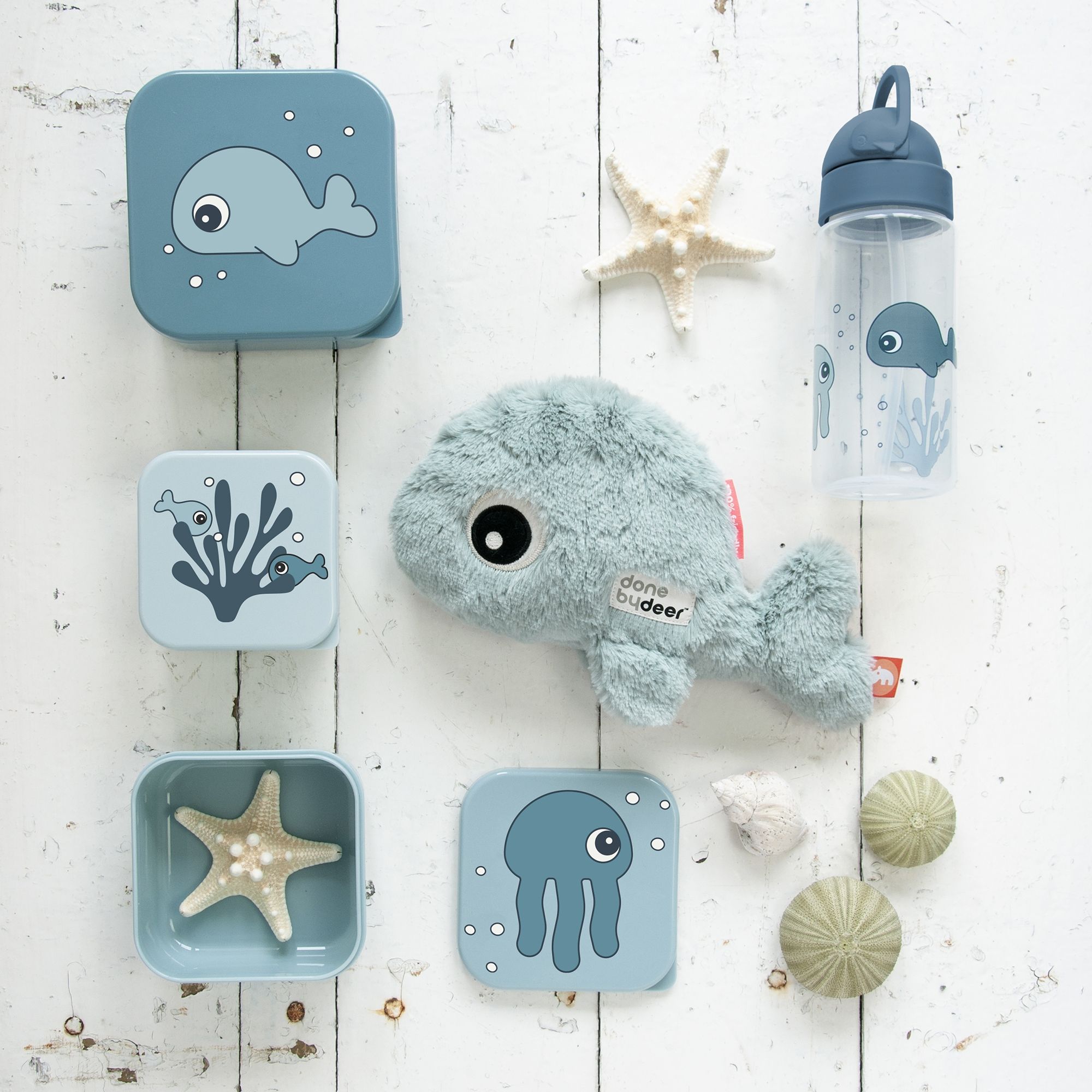 Done By Deer Lot De 3 Boites A Gouter Gigognes Sea Friends Bleu Made In Bebe