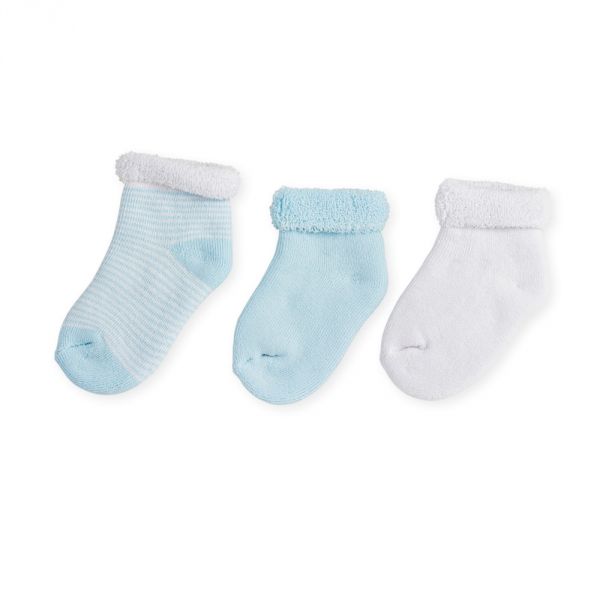 Lot de 3 paires chaussettes bébé 0/3 mois rayures bleu-blanc