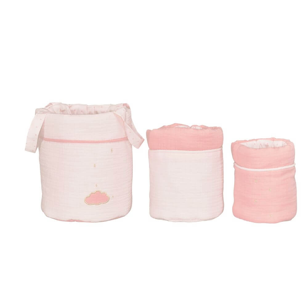 Lot de 3 paniers de rangement Lily Poudrée - Made in Bébé