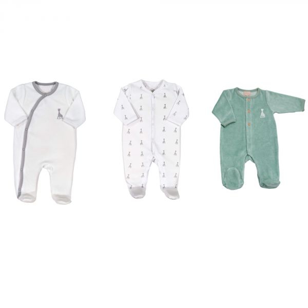 Ensemble de naissance 3 pyjamas 3 mois Sophie la girafe