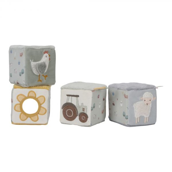 Lot de 4 cubes d'activités en tissu Little Farm