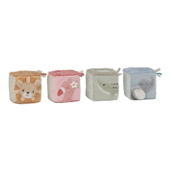 Lot de 4 cubes d'activités en tissu Safari Friends