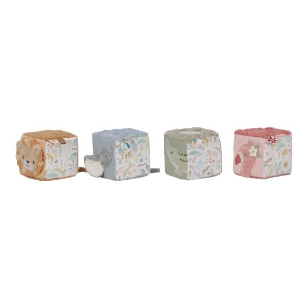 Lot de 4 cubes d'activités en tissu Safari Friends