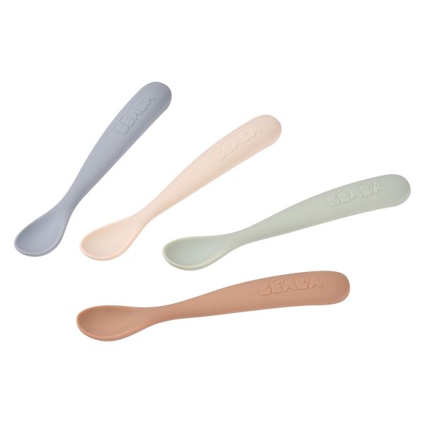 Lot de 4 cuillères bébé 1er âge silicone Natural