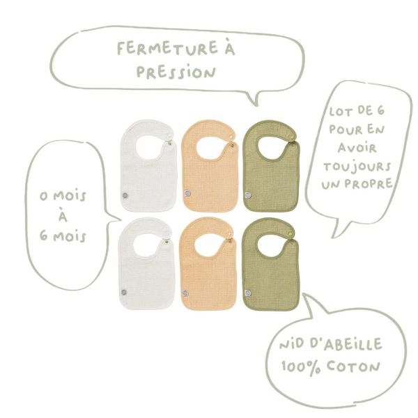 Lot de 6 bavoirs naissance Les colorés